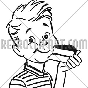 Boy Eating Porridge Retro Clipart Illustration Stock Vector Pictures