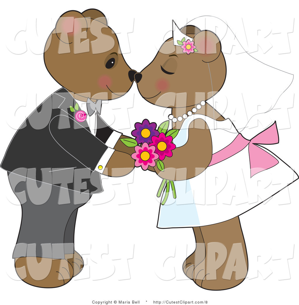 Clip Art Of A Teddy Bear Wedding Couple Smooching By Maria Bell 8