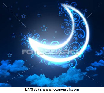 Clip Art Of Night Sky Background With Moon And Stars K7795872   Search