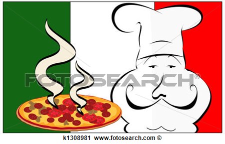 Clipart Of Italian Pizza Chef K1308981   Search Clip Art Illustration