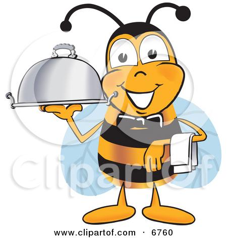 Clipart Picture Of A Bee Mascot Cartoon Character Dressed As A Servant