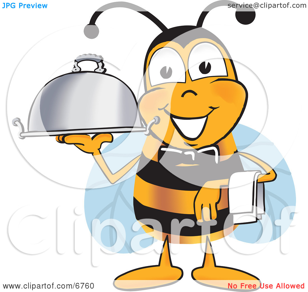 Clipart Picture Of A Bee Mascot Cartoon Character Dressed As A Servant    