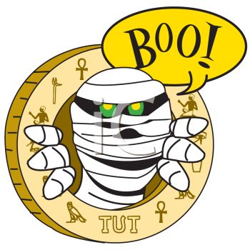 Egyptian Mummy Saying Boo   Royalty Free Clipart Image