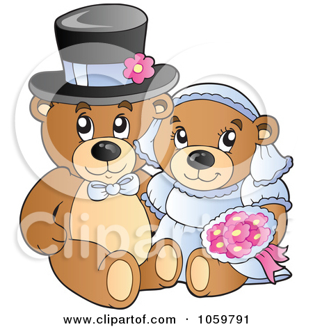 Free Vector Clip Art Illustration Of A Teddy Bear Wedding Couple Jpg
