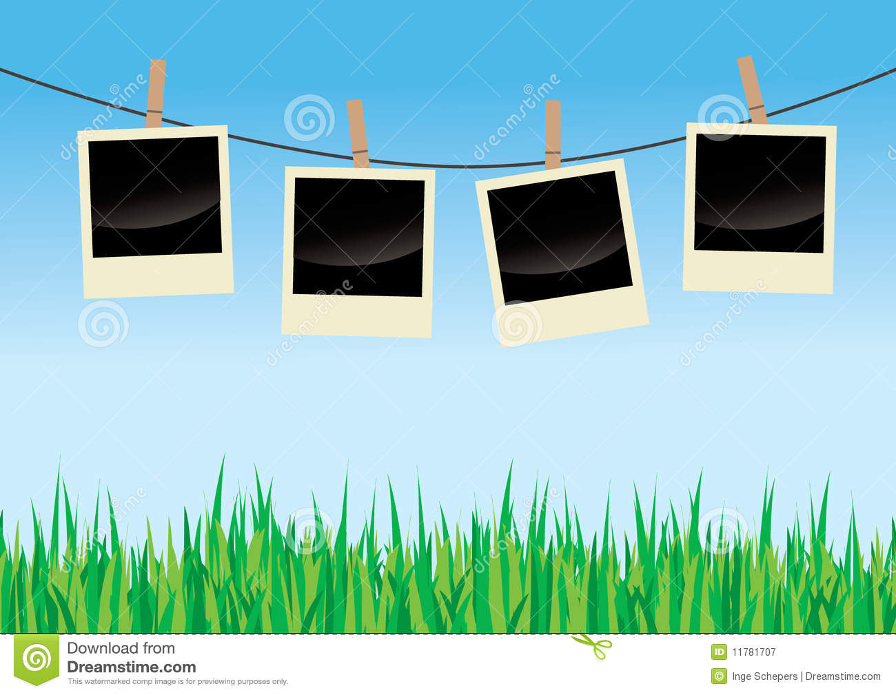 Polaroids On Clothes Line Royalty Free Stock Photography   Image