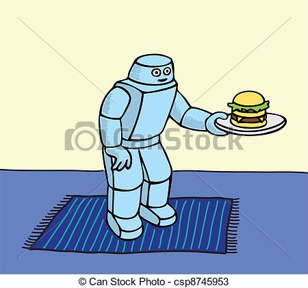 Servant   Robot Helper Serving A Hamburger Csp8745953   Search Clip