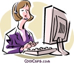Sitting Glasses Working Typing Clipart Of A Frazzled Computer Clipart