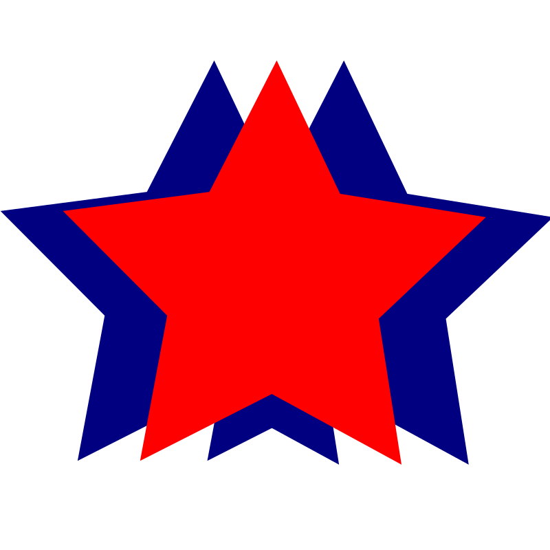 Stars   Red And Blue By Wordtoall Org   Red Star With Two Blue Stars