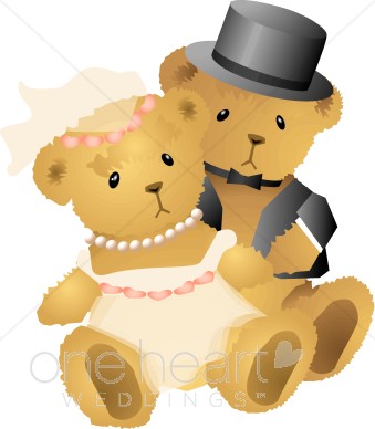 Teddy Bear Bridal Couple   Teddy Bear Wedding Clipart