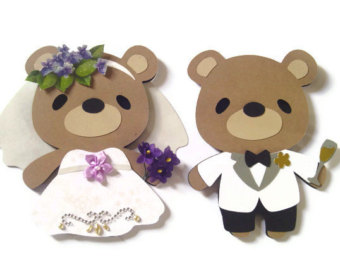 Teddy Bear Wedding Couple Cards  Wedding Cards  Teddy Bear Cards    