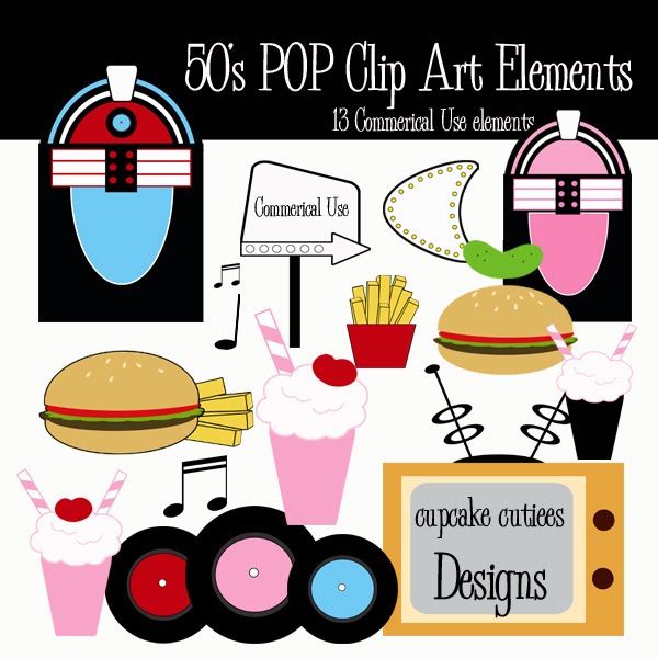 50 S Pop Clip Art Elements Fun And Retro