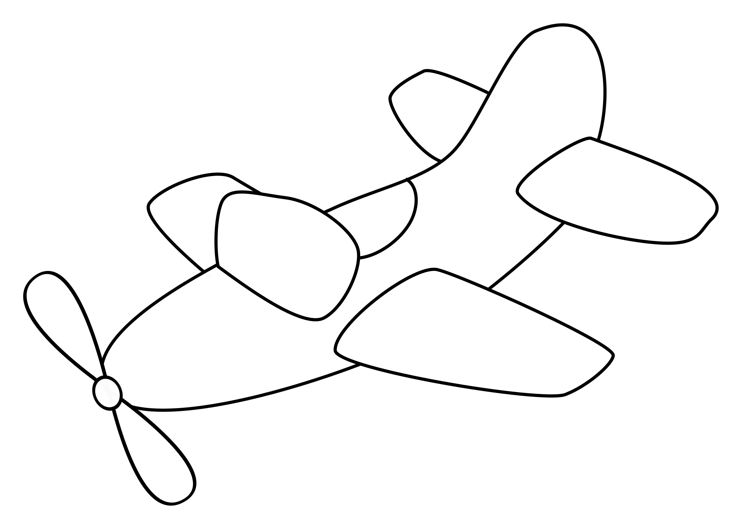 Airplane With Propeller   Outline By Spacefem