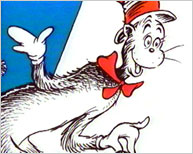 An Image Of The Cat In The Hat Looking Cheerful Wearing His Trademark    