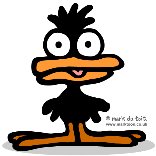 Black Duck With Big Eyes And Tongue Out