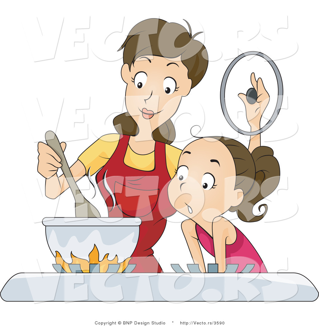 Cartoon Cooking Mother Mothers Day Cartoon Mother Cooking