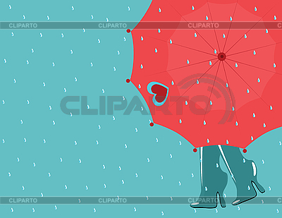 Copious  Rain Girl With Red Umbrella And Boots 5 7 Picture