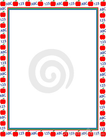 Illustrated Frame Border With Red Apples Abc And 123  Use For School