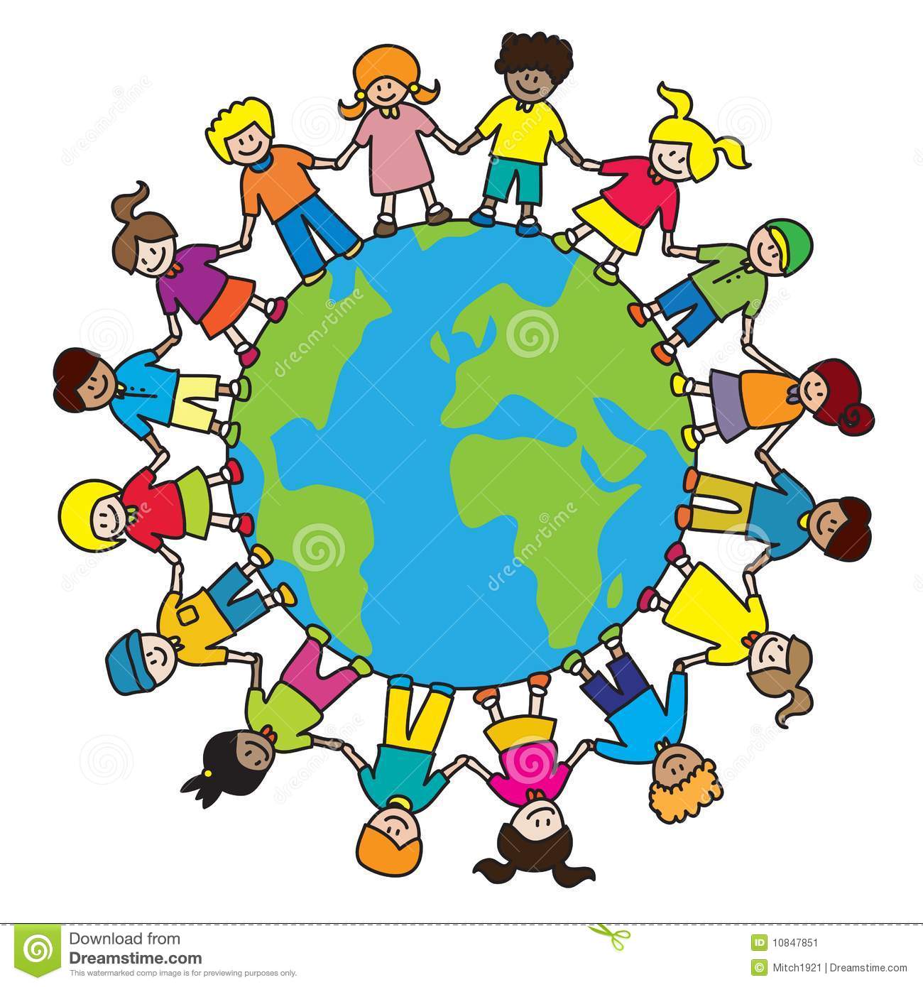 Kids Diversity Holding Hands Around The World Illustration Clipart