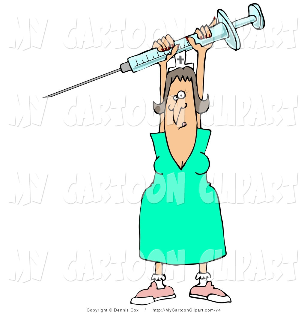 Larger Preview  Clip Art Of A Female Nurse In A Green Dress Holding A    
