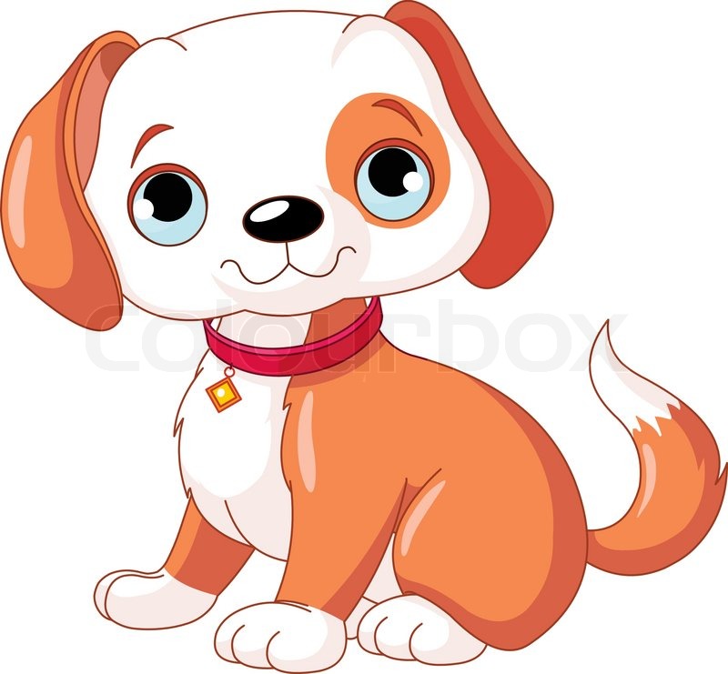 Stock Vector Of  Cute Puppy Wearing A Red Collar With A Dog Tag 