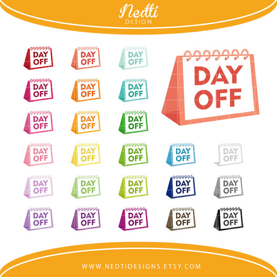 24 Day Off Clipart Set Colorful Rainbow Holiday Clip Art Reminder