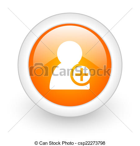 Add Contact Orange Glossy Web Icon On White Background   Csp22273798