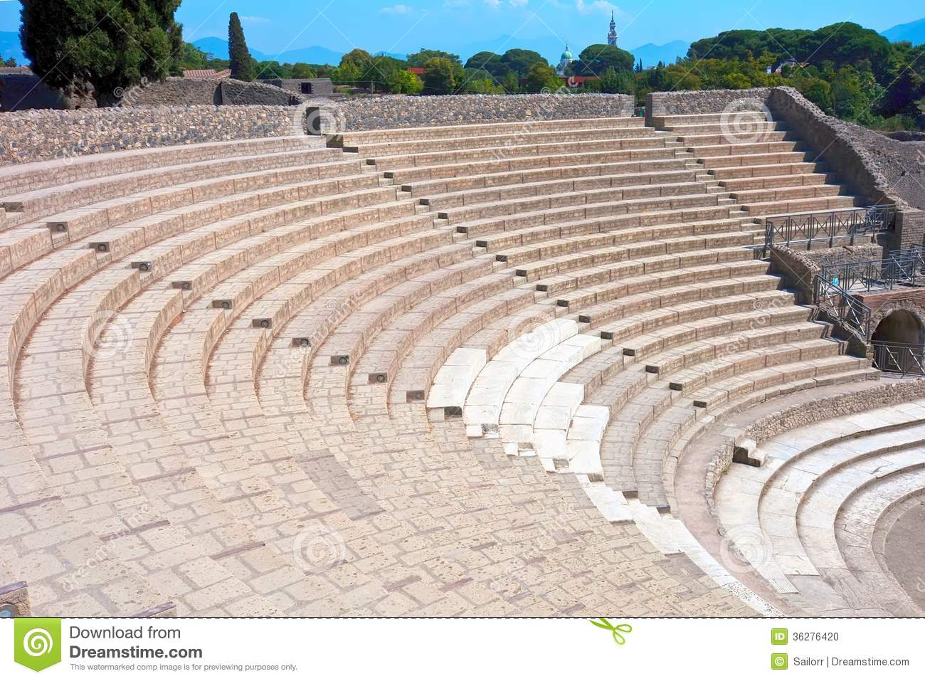 Ancient Ruins Of Famous Pompeii Theatre Italy