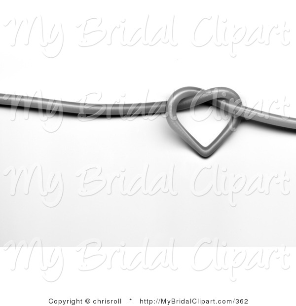 Bridal Clipart Of A 3d Gray Cord Tied In A Heart Shaped Knot By
