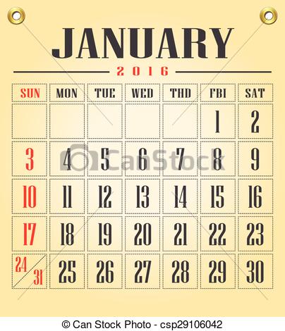 Calendar 2016 Vector Illustration Eps10