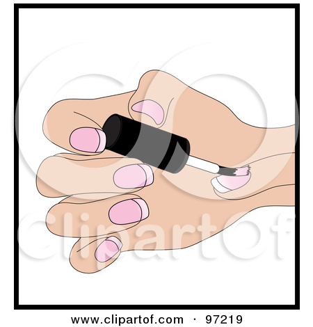 Caucasian Woman Painting Her Finger Nails Pink By Pams Clipart