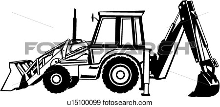 Clip Art Of  Backhoe Construction Heavy Equipment Trade U15100099