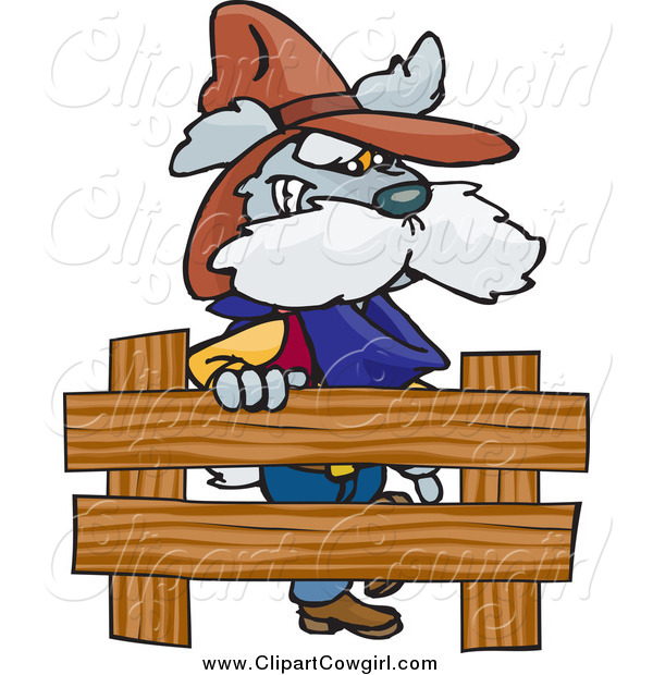 Clipart Of A Cowboy Dog At A Wooden Fence By Dennis Holmes Designs