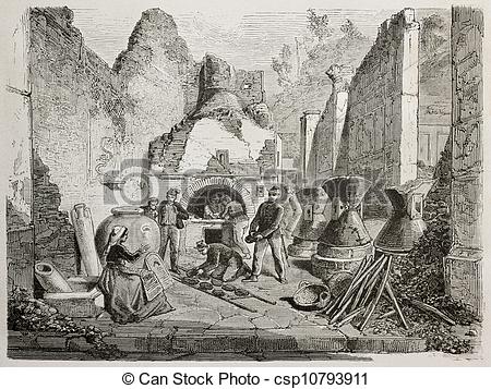 Clipart Van Pompeii Bakkerij   Oud Illustratie Oud Bakkerij Brood