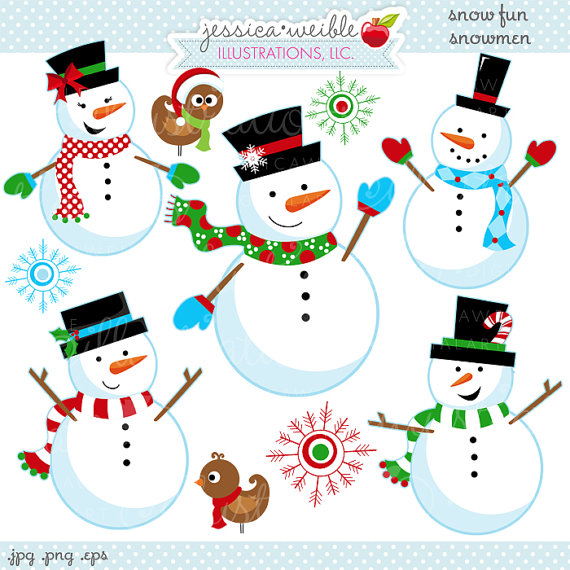 Cute Digital Clipart   Commercial Use Ok   Christmas Clipart Snowman