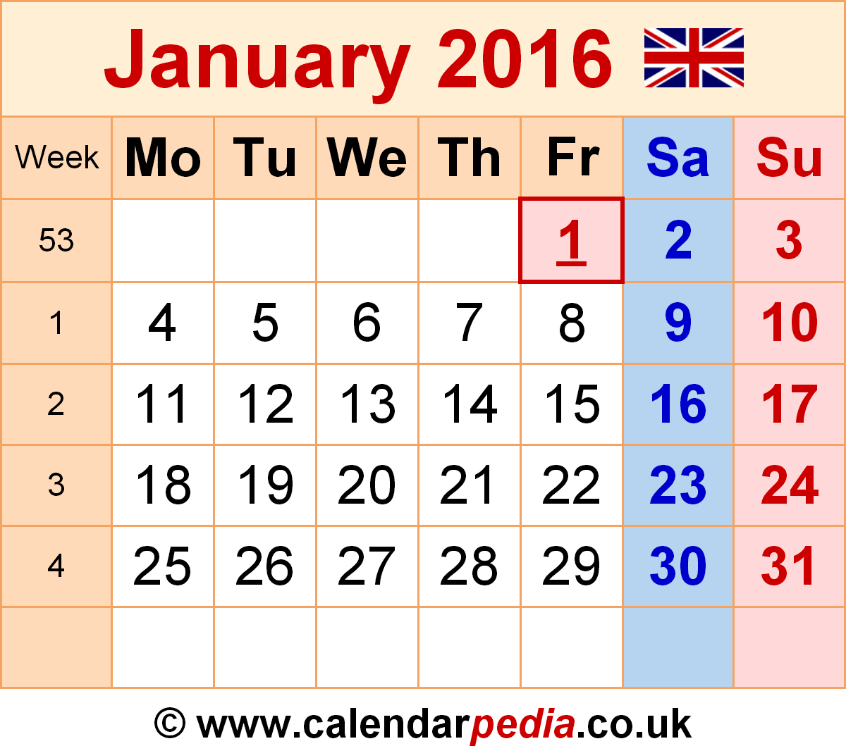 Download Calendar January 2016 As A Graphic Image File In Png Format