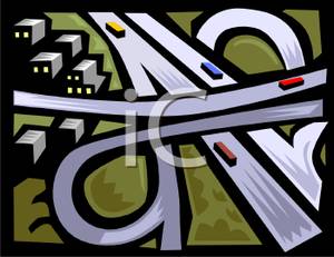 Freeway Interchange   Royalty Free Clipart Picture