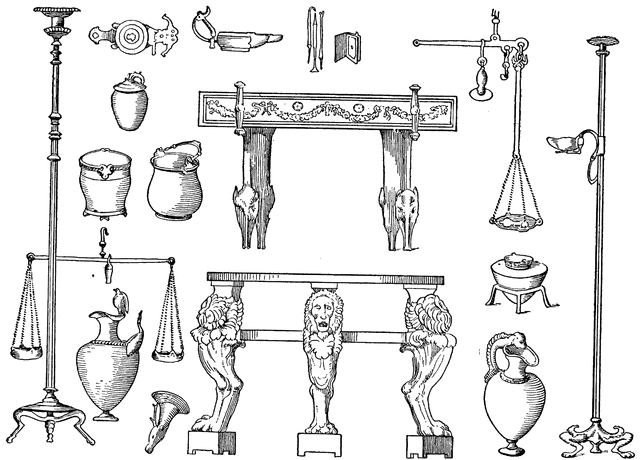 House Furniture From Pompeii   Clipart Etc