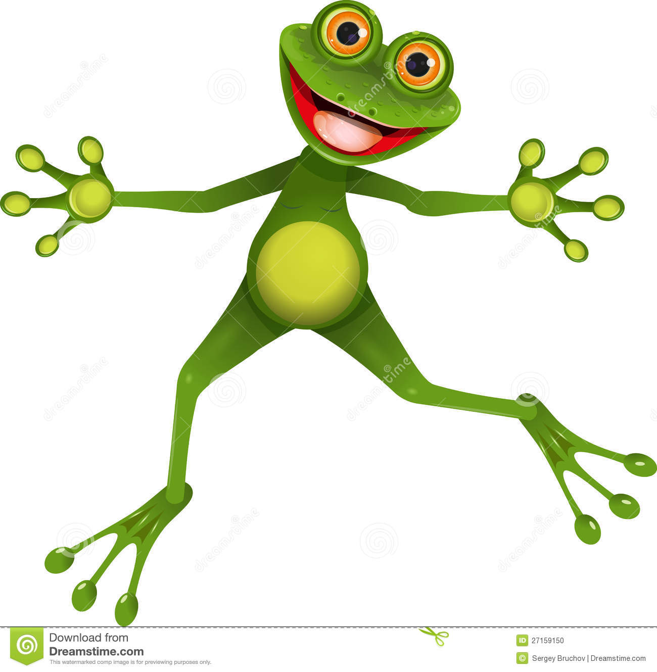 Illustration Merry Green Frog With Greater Eye