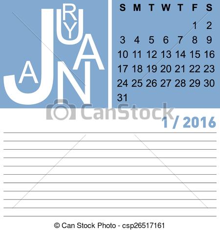 January 2016 Calendar Clip Art   Calendar 2016