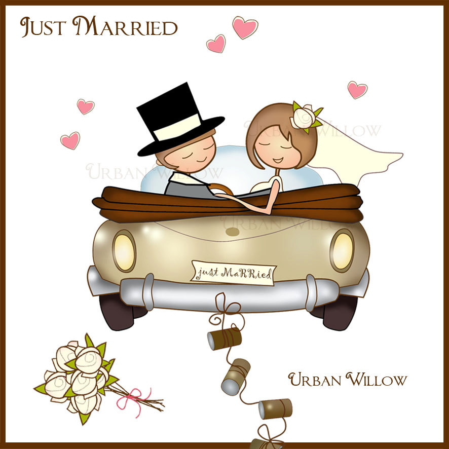 Just Married Clip Art   Digital Papers Image Set  By Urbanwillow