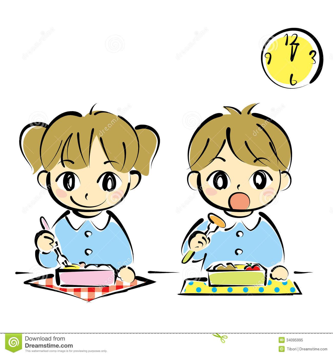 Kids At Lunchtime Royalty Free Stock Photo   Image  34095995