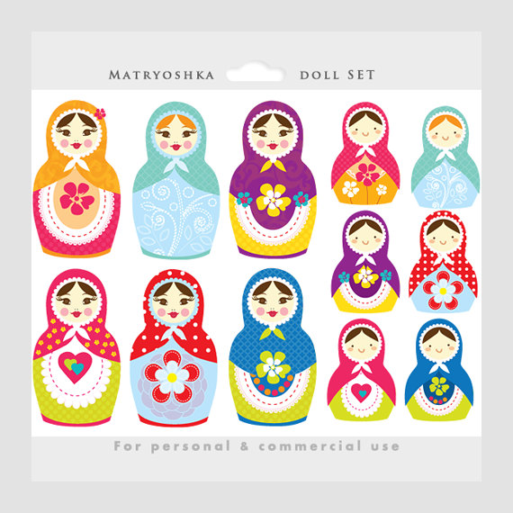 Matrioshka Doll Clipart   Russian Nesting Doll Clip Art Girl Sweet    