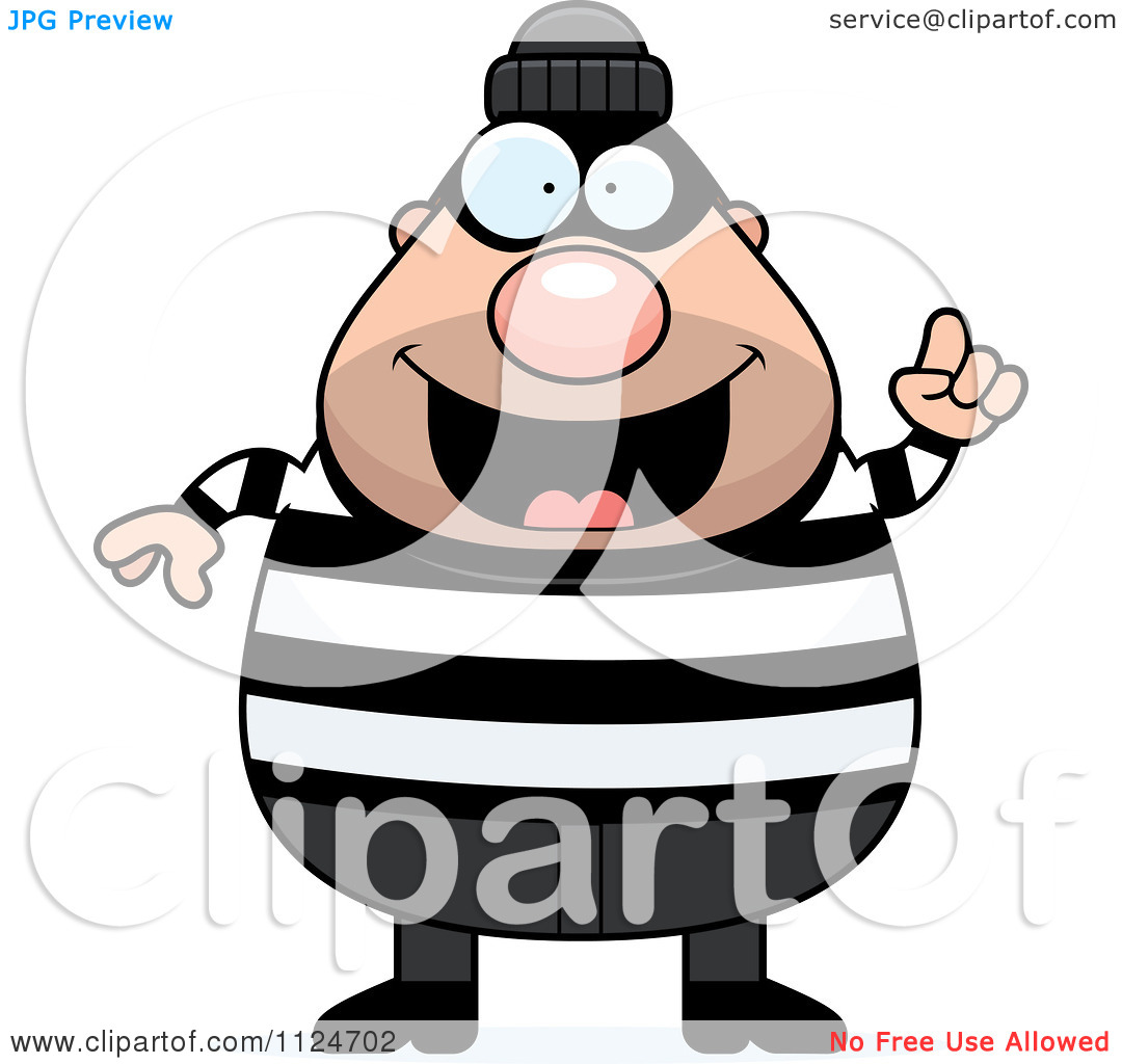 Robbery Clipart Cartoon Of A Happy Chubby Burglar Or Robber Man With    