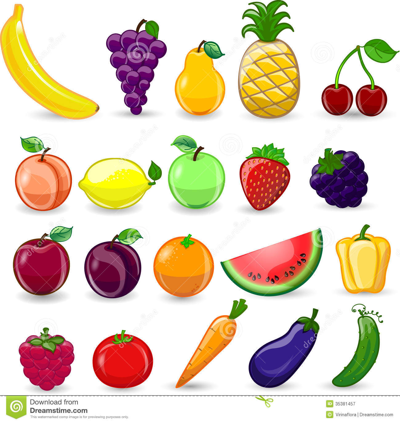 Royalty Free Stock Photography  Cartoon Fruits And Vegetablesvector