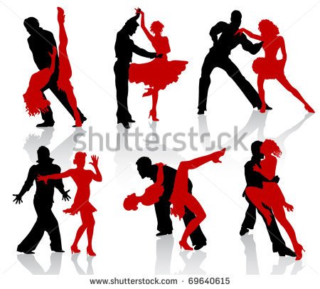 Silhouettes Of The Pairs Dancing Ballroom Dances  Tango Step    Stock