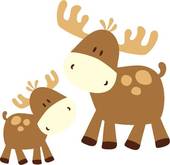 Baby Moose And Parent   Clipart Graphic