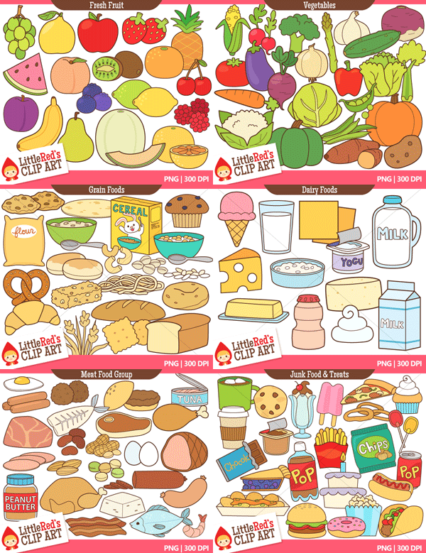 Big Food Bundle   243 Color And Lineart Clip Art Graphics   Little