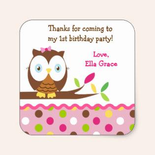 Birthday Party On Owl Birthday Party Thank You Favor Stickers Labels