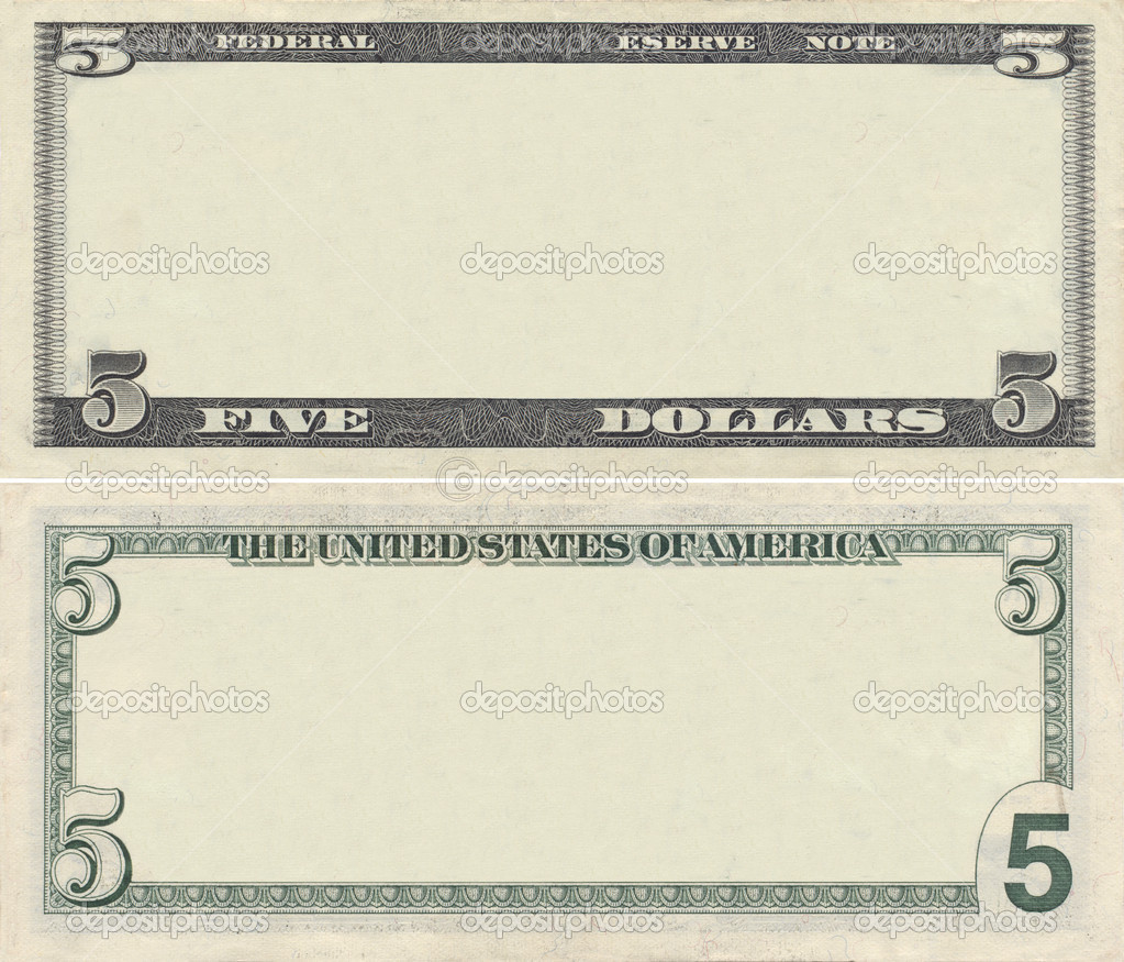 Blank Dollar Bill Clear 5 Dollar Banknote