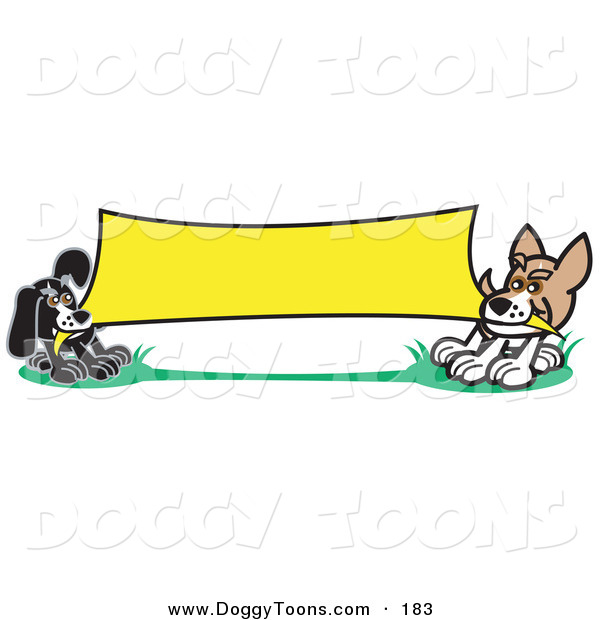 Doggy Clipart Of A Pair Of Dogs Playing Tug Of War With A Blank Yellow